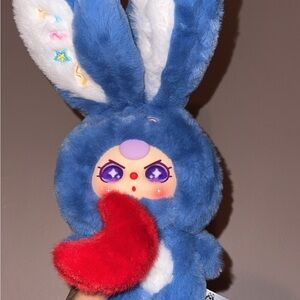 Charming Blue and Red Stuffed Bunny Toy